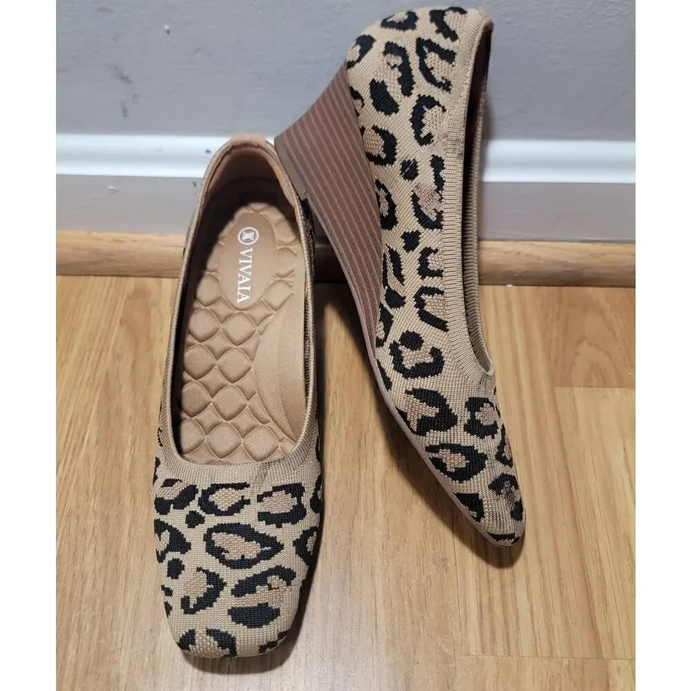 VIVIAN Margot Wedge Square Toe Pumps 8
